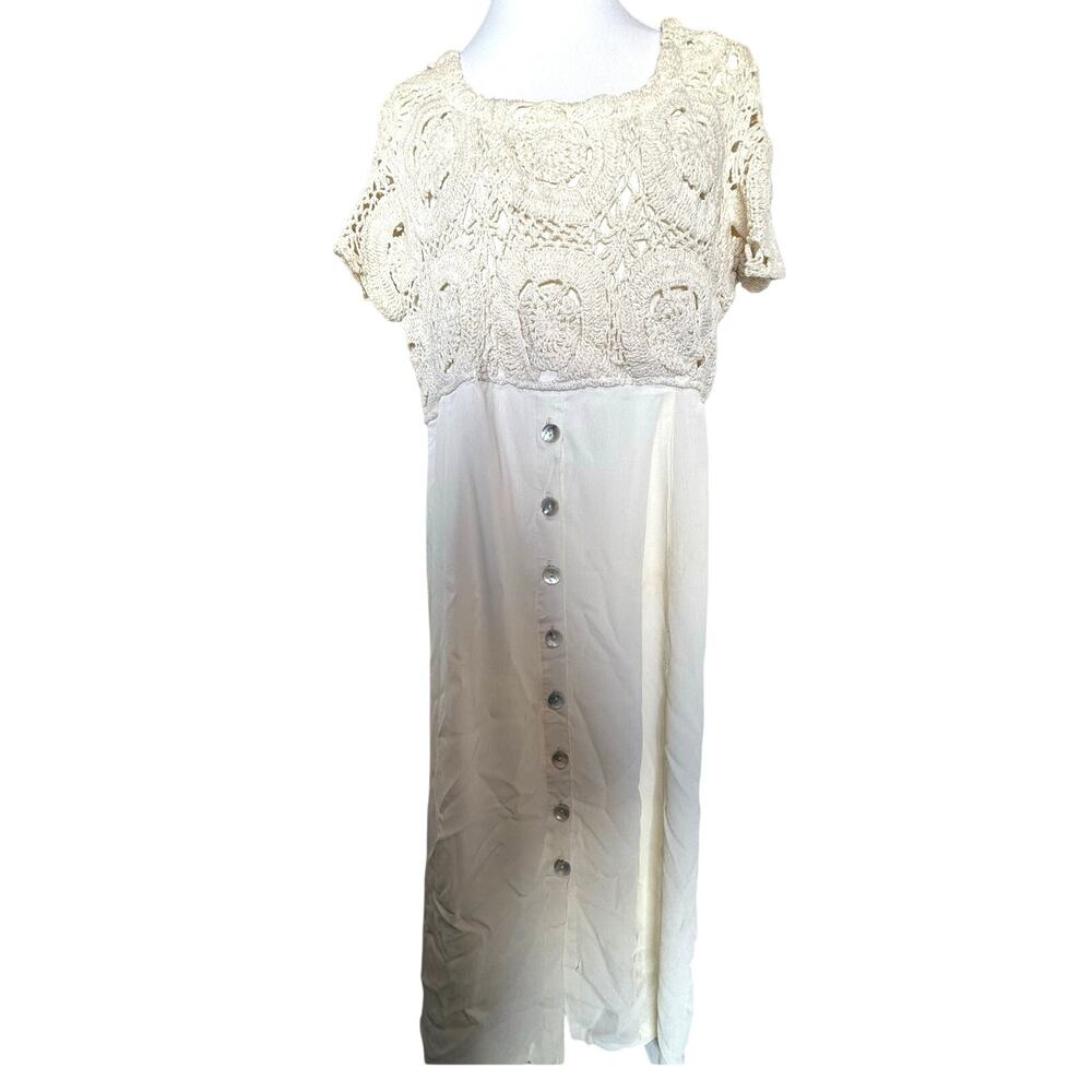 SKU2408 Vintage Mix Nouveau NY Women's 14P Crochet Lace Top Maxi Dress Ivory